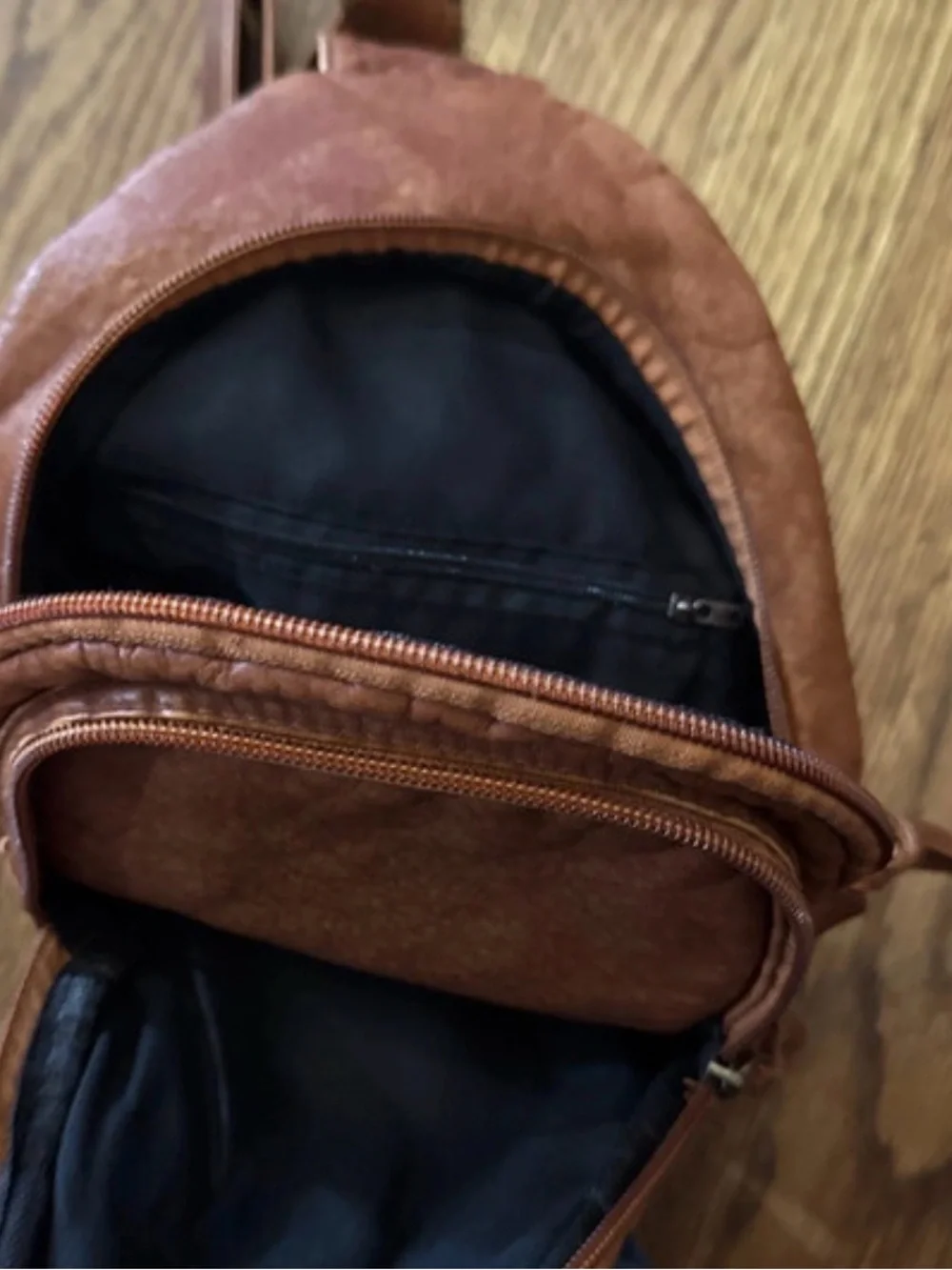 Brown Leather Crossbody Sling Bag - Casual Everyday